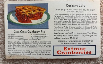 Eatmor Cranberries Vintage Recipe Cads Double Sided Lot Of 12