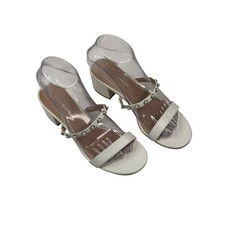 STUART WEITZMAN Pearly Strap Sandals White Leather Slip On Womens 7B New 475