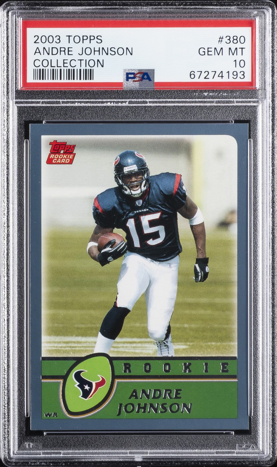 2003 TOPPS COLL #380 ANDRE JOHNSON ROOKIE RC PSA 10