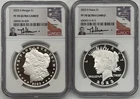 2023 S $1 Morgan Peace Silver Dollar Proof 2pc Set NGC PF70 UCAM URAM Label