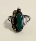 Vintage Sterling Silver Ring with Faux Green Stone - Size 6 - 6 1/2 VTG Jewelry