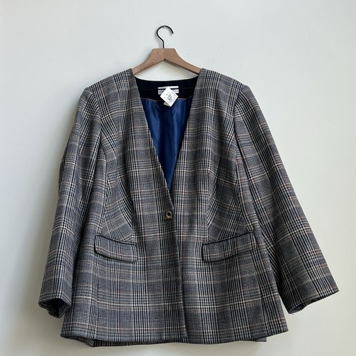 Conjunto de 2 piezas de traje blazer y falda de tweed a cuadros de lana 22W de Calvin Klein para mujer $350 - Imagen 7 de 23