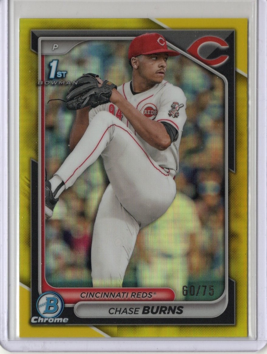 2024 Bowman Draft #BDC-55  1ST Bowman Chase Burns Chrome Yellow Refractor /75