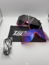 Pit Viper Shield Sport Sunglasses Blue Pink Mirror Lens  Extra Lens Case