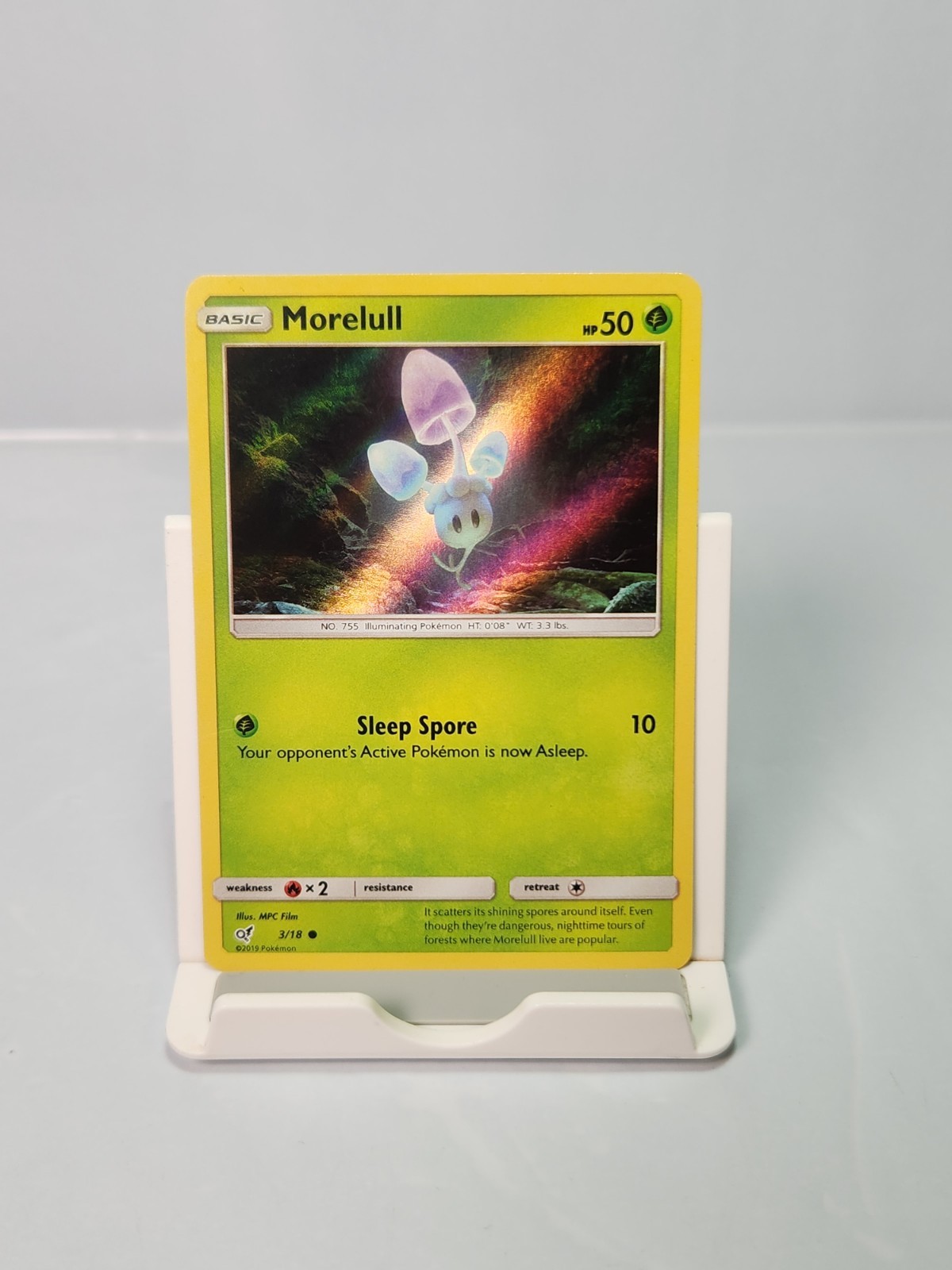 Morelull 3/18 Holo Detective Pikachu S&M Pokemon Card 2019