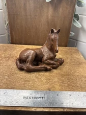 VTG Red Mill Mfg Resting Foal Horse Pecan Shell Figurine 1989 Handcrafted