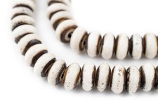 Grey Bone Mala Disk Beads 10mm Nepal Large Hole 24 Inch Strand