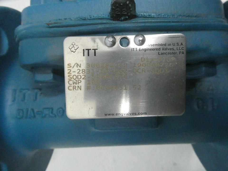 Itt 2-2831-ST-902-QCR-SQD1-SQD2-SP88CATC Manual Iron Flanged Diaphragm Valve 2in - Image 4 of 4