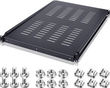 1U Adjustable Rack Mount Shelf Vented Server Rack Drawer 175 Lbs 27.5 to 38 Inch