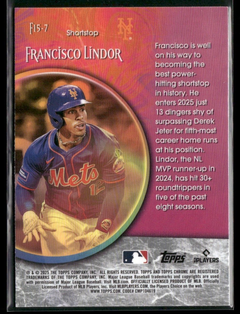 Francisco Lindor 2025 Topps Chrome Fortune 15 #F15-7 | eBay