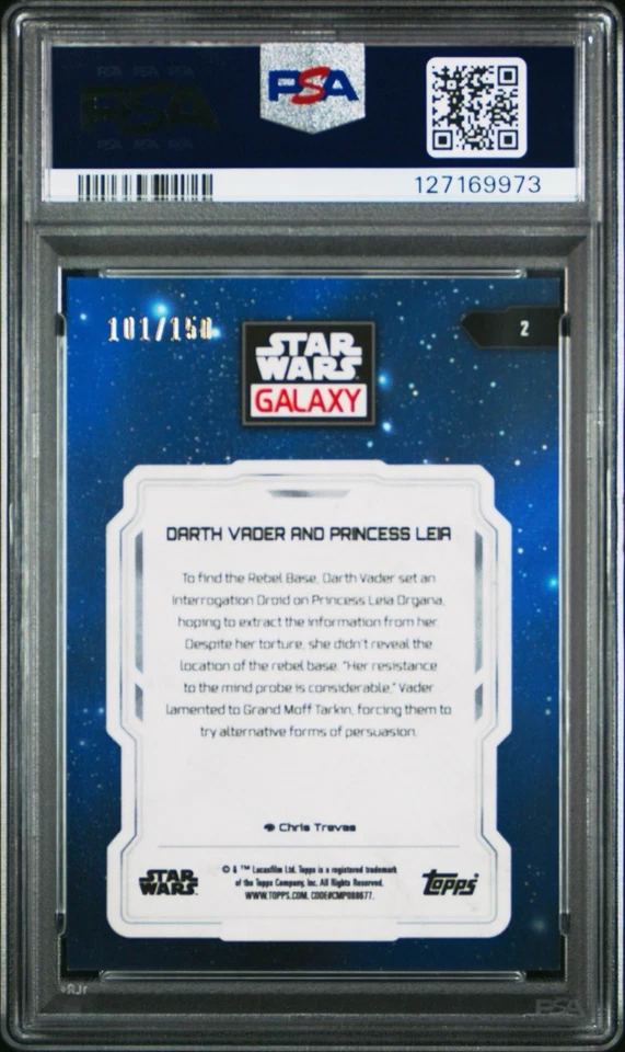 2024 Topps Star Wars Galaxy Darth Vader Princess #2 Leia Blue Refract /150 PSA 9 - Image 2 of 4