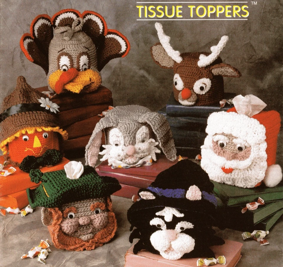 Needlecraft Shop Holiday Faces Tissue Covers Crochet Pattern Booklet 971630 - Image 2 of 4