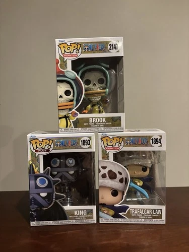 Funko Pop! One Piece Lot Of 3 Figures 2147 Brook 1894 Law 1893 King ~ Brand New