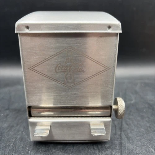 Vintage Coca Cola Logo Stainless Steel Turn Knob Toothpick Dispenser