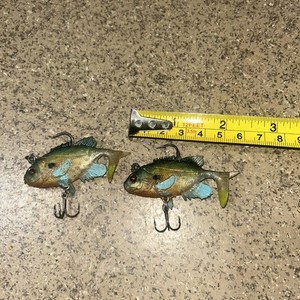REAL SKIN BEAUTIFUL 2.5” inch BLUEGILL FISH Lures Lot of 2
