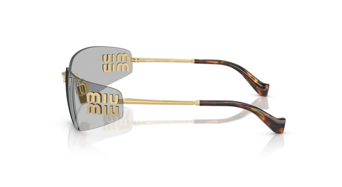 Miu Miu MU A51S 5AK50K Unisex Rectangle Sunglasses in Gold with