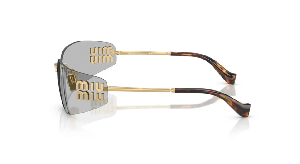 Miu Miu MU A51S 5AK50K Unisex Rectangle Sunglasses in Gold with Gray Lens 100%UV - Image 4 of 4
