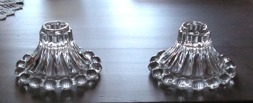 Vintage (2) Anchor Hocking Candlewick Boopie Berwick Style Candle Holders Clear