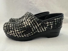 DANSKO Black Tweed Textured Knit Yarn Style Slip On Comfort Clog Shoe 38