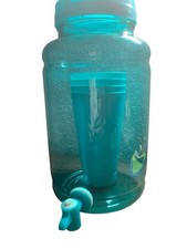 Turquoise Plastic Jug with Lid and Spigot, Easy to Fill, Solid Design