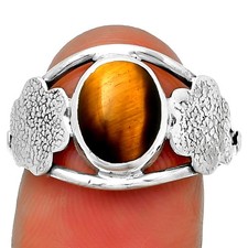 Natural Tiger Eye - Africa 925 Sterling Silver Ring s.8 Jewelry R-1497