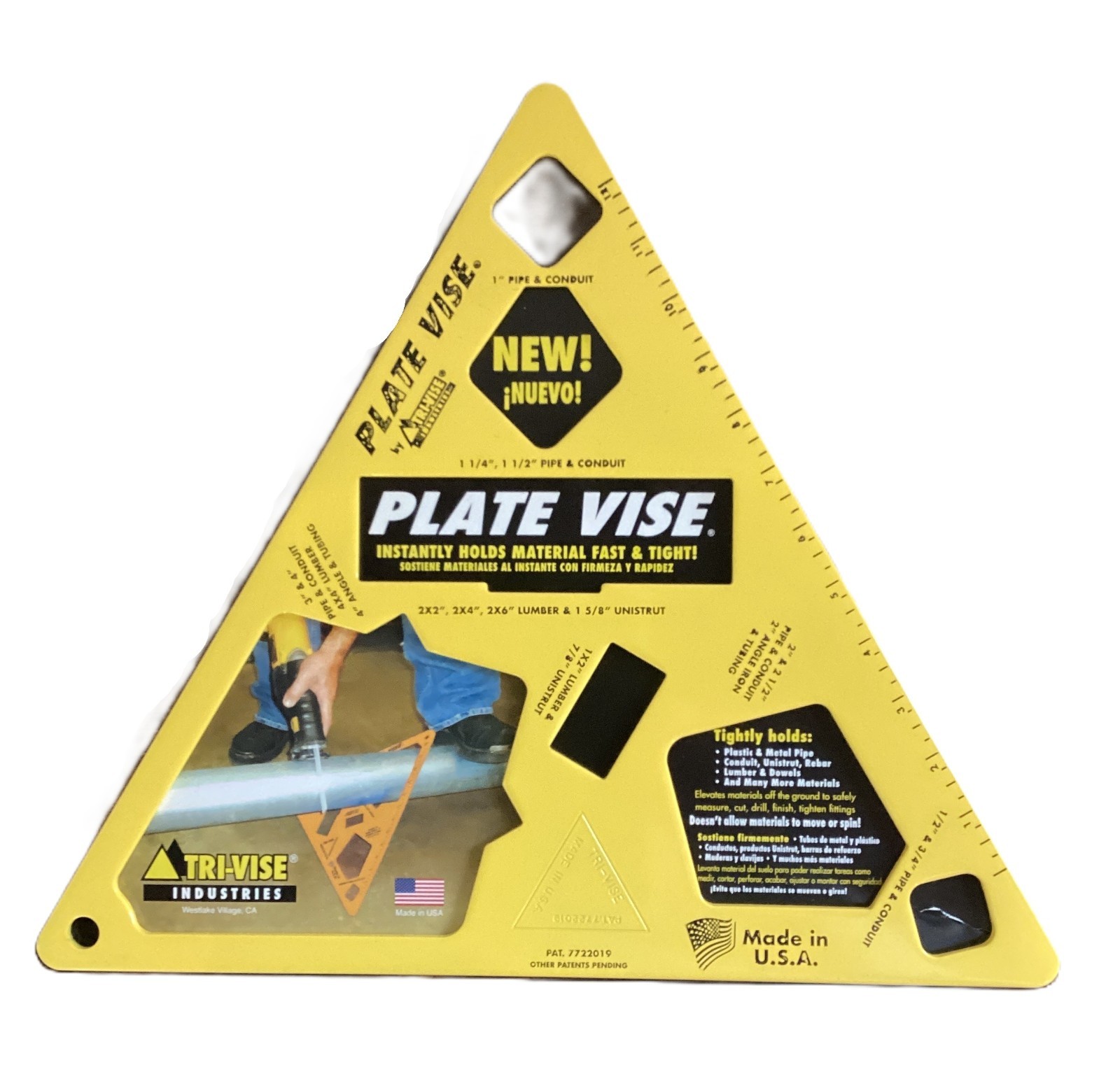 PVH-001 Tri-Vise Industries Triangular Plate Vise Pipe Conduit Lumber ...