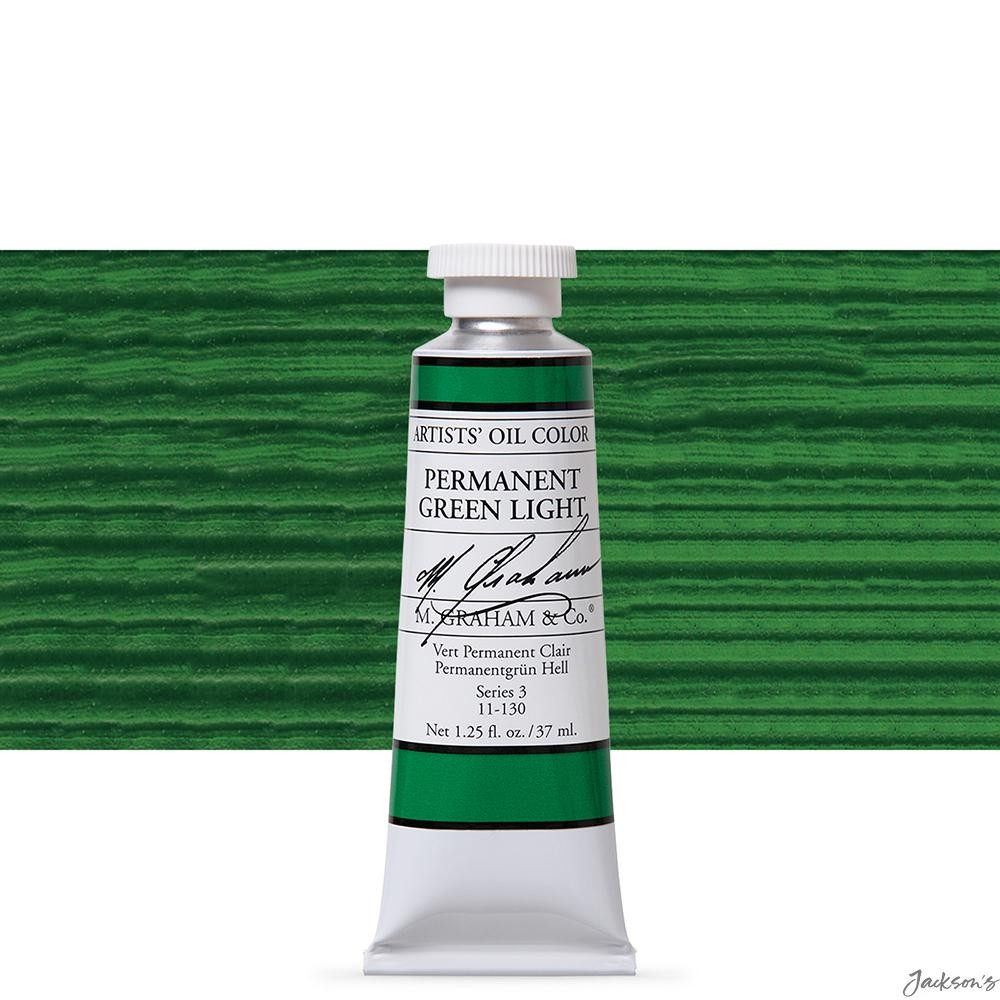 M. Graham Artists' Oil Paint Walnut Oil 37ml Tube Permanent Green Light