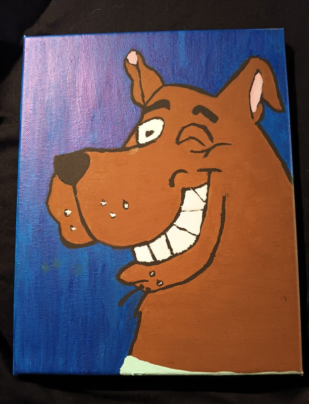 Hand-Painted Cartoon Dog Canvas Painting, Small Unframed Single Piece