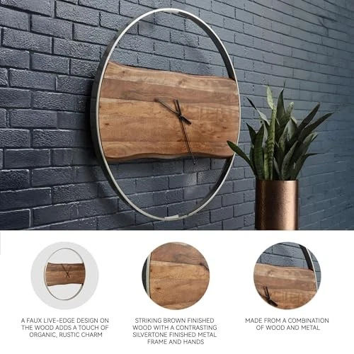 Relógio de parede Panchali, marrom e prata - Imagem 4 de 4