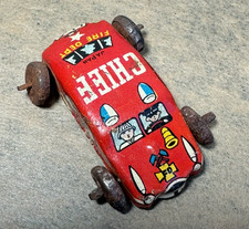 Vintage 1950s Tin Litho Fire Chief Toy Car   Made in Japan Steel