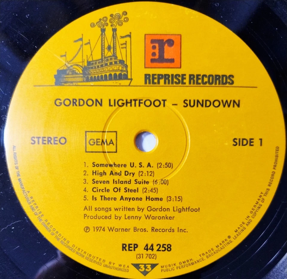 GORDON LIGHTFOOT - SUNDOWN - LP VINYL VG+ / EX REPRISE GER 1973 - Imagen 3 de 3