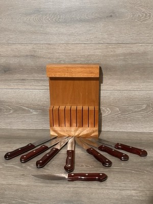 8 Piece Steak Knife Set Tramontina Carbon Stainless Steel With Wall Block Brazil