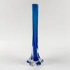 New ListingVtg Art Murano Glass Bud Blue Vase Elephant Foot Twist Stem 11" Inch