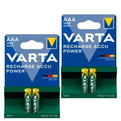 4x Varta AAA 1000mAh NiMH Rechargeable Batteries 1.2V Recharge Accu