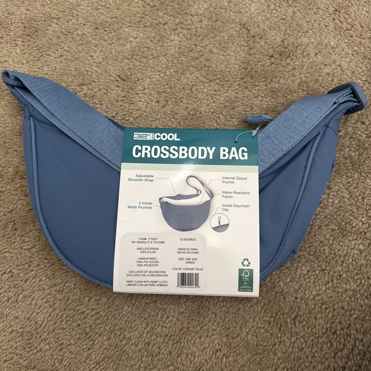 1978's 32 Degrees Unisex Coronet Blue Crossbody Bag Water Resistant | eBay