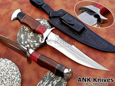 1-OF-A-KIND RARE CUSTOM TOOL STEEL BOWIE KNIFE BURL WOOD HANDLE