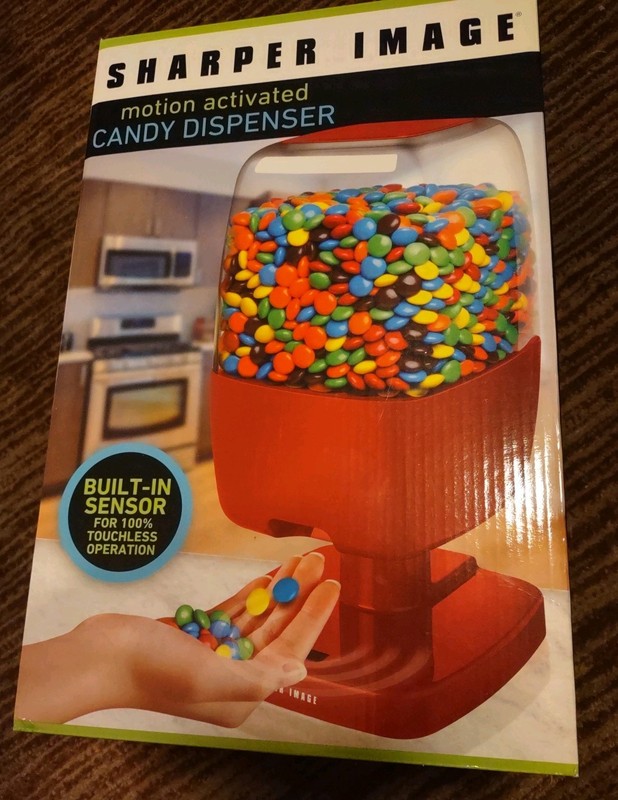 SHARPER IMAGE RED CANDY DISPENSER BUILT-IN SENSOR 100% TOUCHLESS PEANUTS,GUMBALL