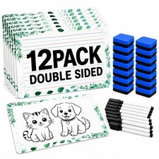 12 Pack 12x9 In DoubleSided Dry Erase Whiteboards Classroom Set With Markers