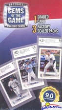 MJH Gems of the Game BASEBALL Sealed Box-3 Packs & Graded Card 9.0 or Better