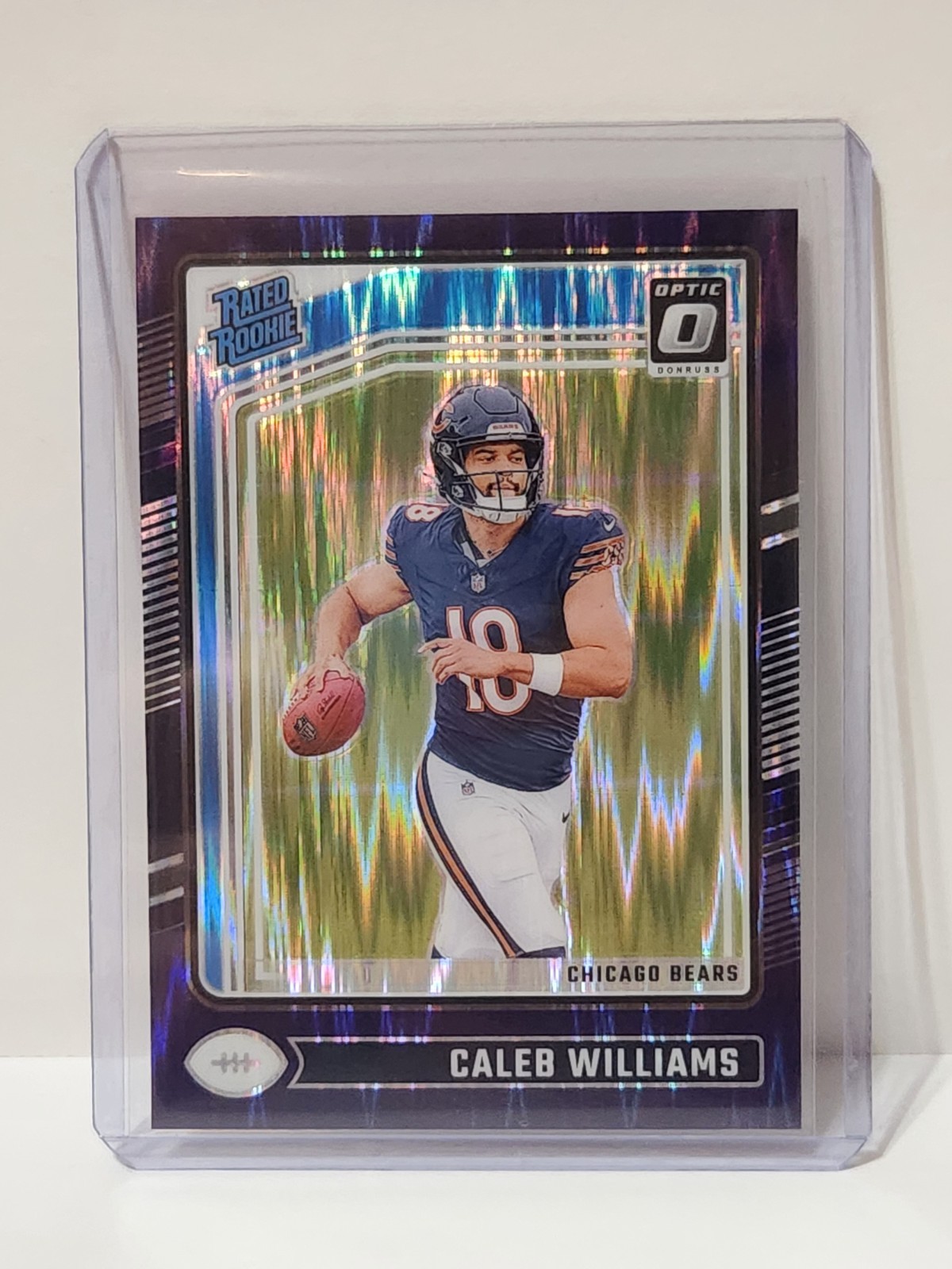 2024 Panini Donruss Optic Caleb Williams Rated Rookie Purple Shock Prizm #201 RC
