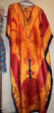 Woman s Bright Orange Kaftan Dress, One Size Fits Most, African Style Dashiki