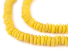 Yellow Ashanti Glass Saucer Beads 10mm Ghana African Large Hole 28 Inch Strand
