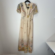 True Vintage Handmade Dress 50s Floral Butterflies Prairie Cottage Fairy 9/10