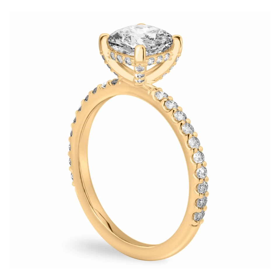 14k Yellow Gold Ring Lab Grown Cushion 1.4 Carat IGI Certified Diamond Size 5 6 - Image 3 of 4