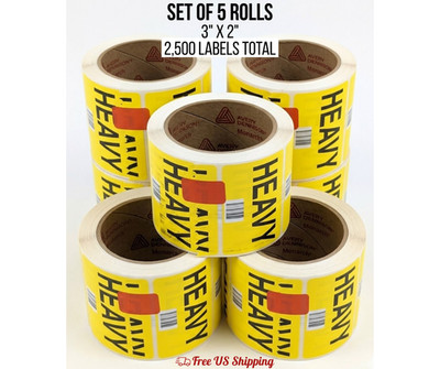 Avery Dennison 3'' x 2'' Yellow Heavy Labels 500 per Roll Set of 5