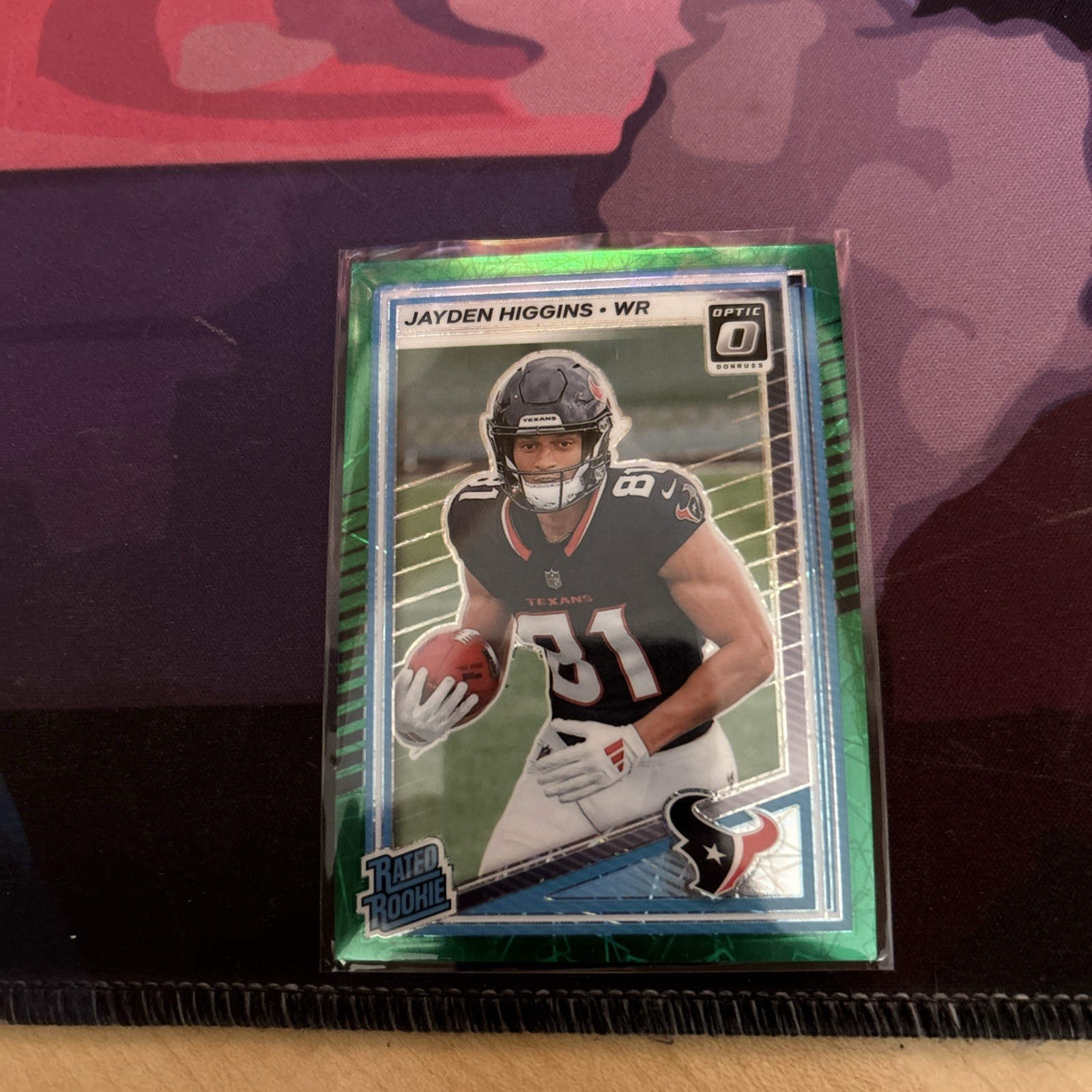 2025 Panini Donruss Optic #225 Jayden Higgins Green Hyper Prizm Houston Texans