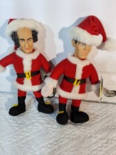 Vintage Three Stooges Plush Dolls In Santa Suits-- Moe And Larry W Tags