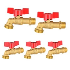 5 Pcs Hose Bibb Valve, 3/4" MIP x 3/4" MHT Brass Long Plumbing Fitting, for G...