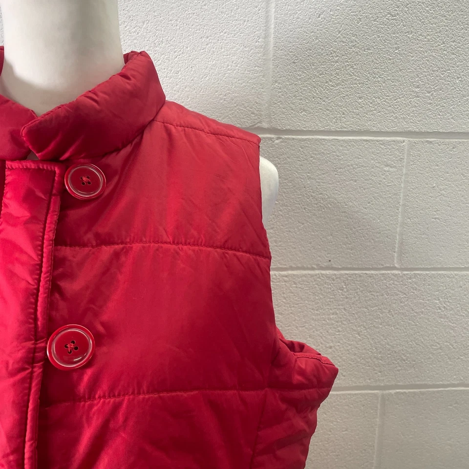 Studio Works Puffer Vest Jackets Women's XL Red Full Zip Button-Up Mock Neck - Image 4 of 4