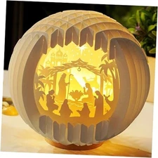 Light Up Indoor with LED Light for Tabletop, Paper Christmas Nativity Scene